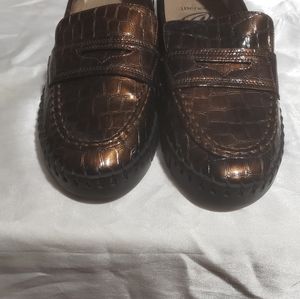 JRenee Brooklyn Women's  Brown Bronzed Croco Embossed Loafer